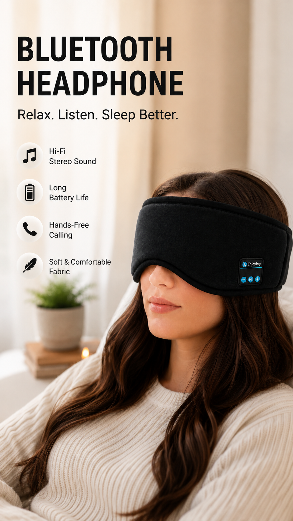 LuxiSleep™ – Mască de Somn cu Bluetooth